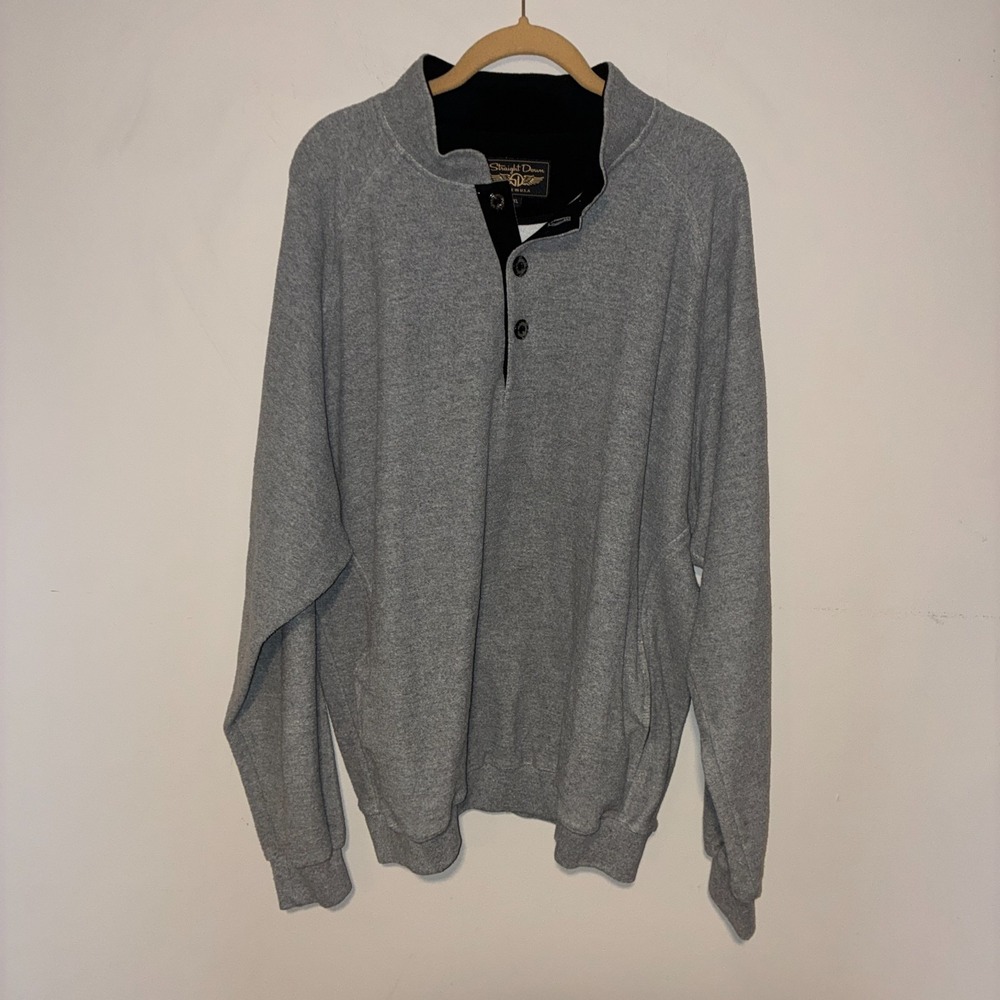 Straight Down Golf Men's XL Gray Mock Neck Button Pullover Made in USA